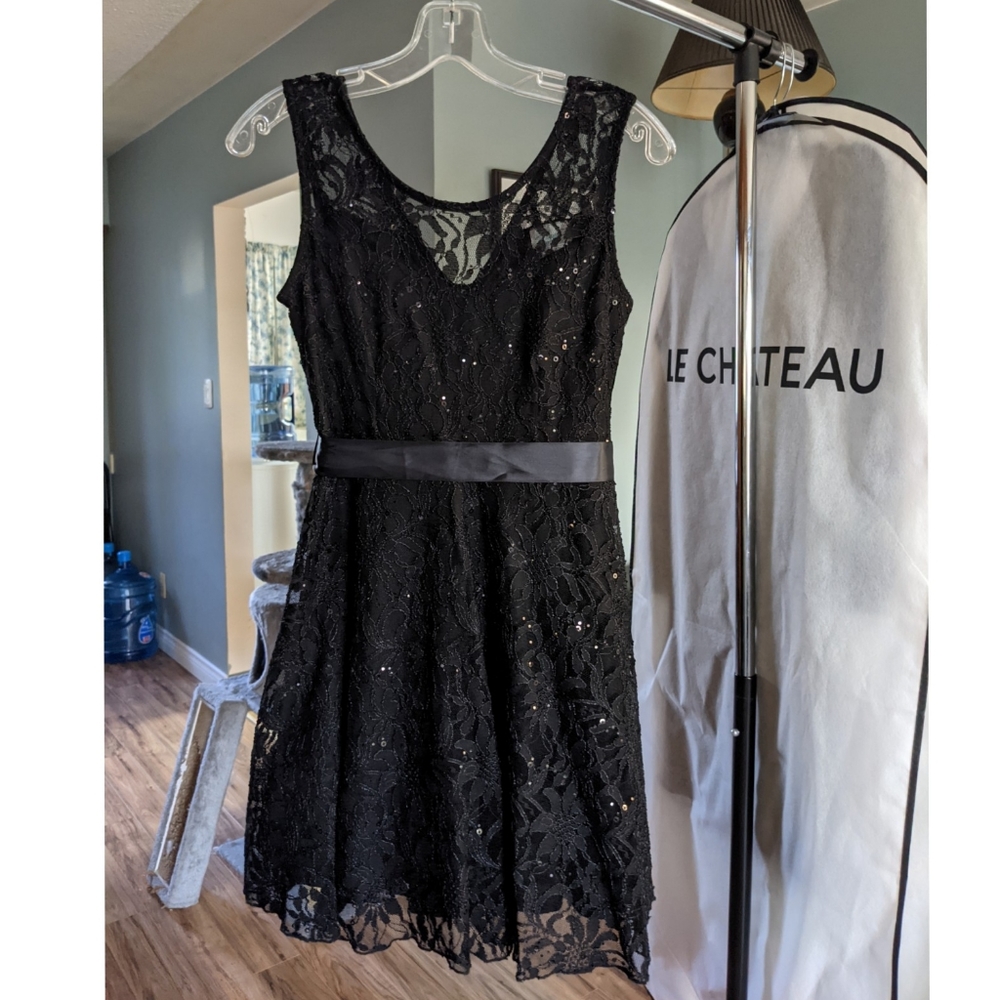 Black Sequin Lace Dress